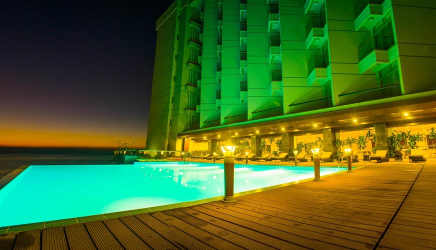 Night time image of Swimming Pool at Sayeman Beach Resort